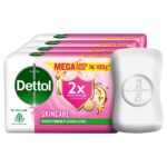 Dettol Skincare Moisturizing Beauty Bathing Soap Bar with Argan Oil (400gm) | Softer Skin, 100gm, Pack of 4